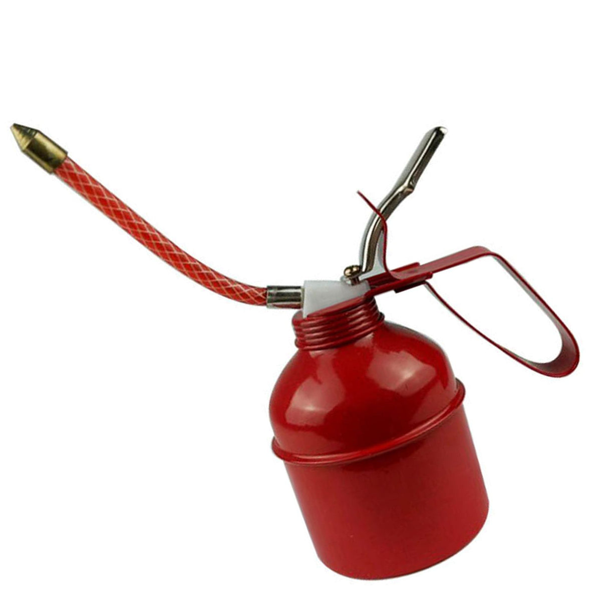 Manual Oiler Can Iron Red Lever Style Lubrication Oiling Can Flexible Hose Oil Can Pump 270ml