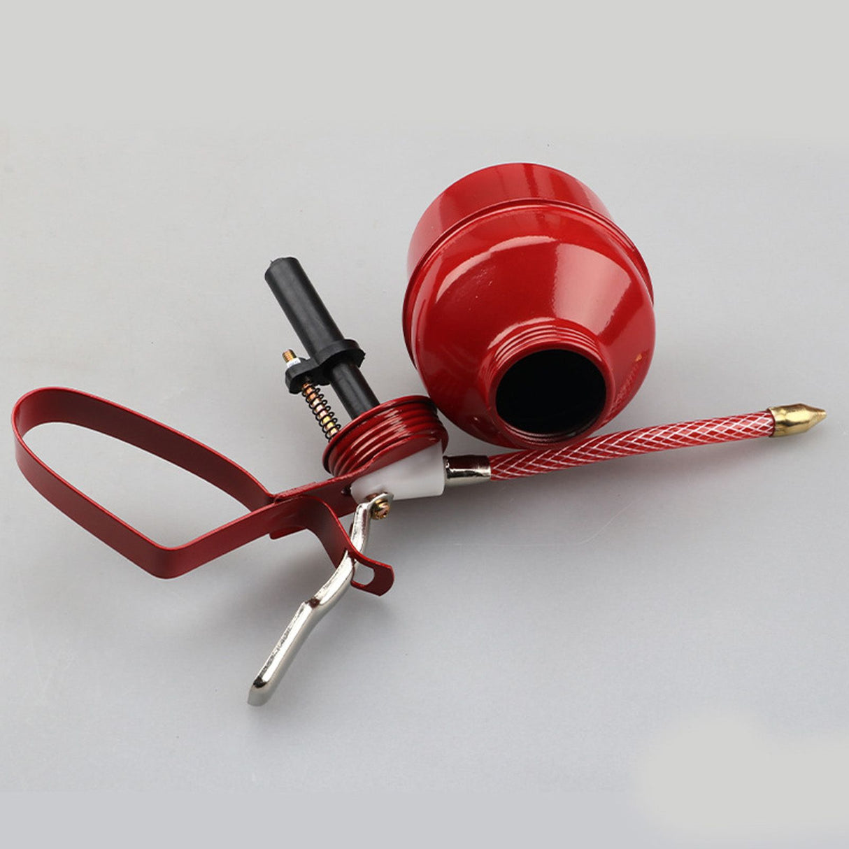 Manual Oiler Can Iron Red Lever Style Lubrication Oiling Can Flexible Hose Oil Can Pump 270ml
