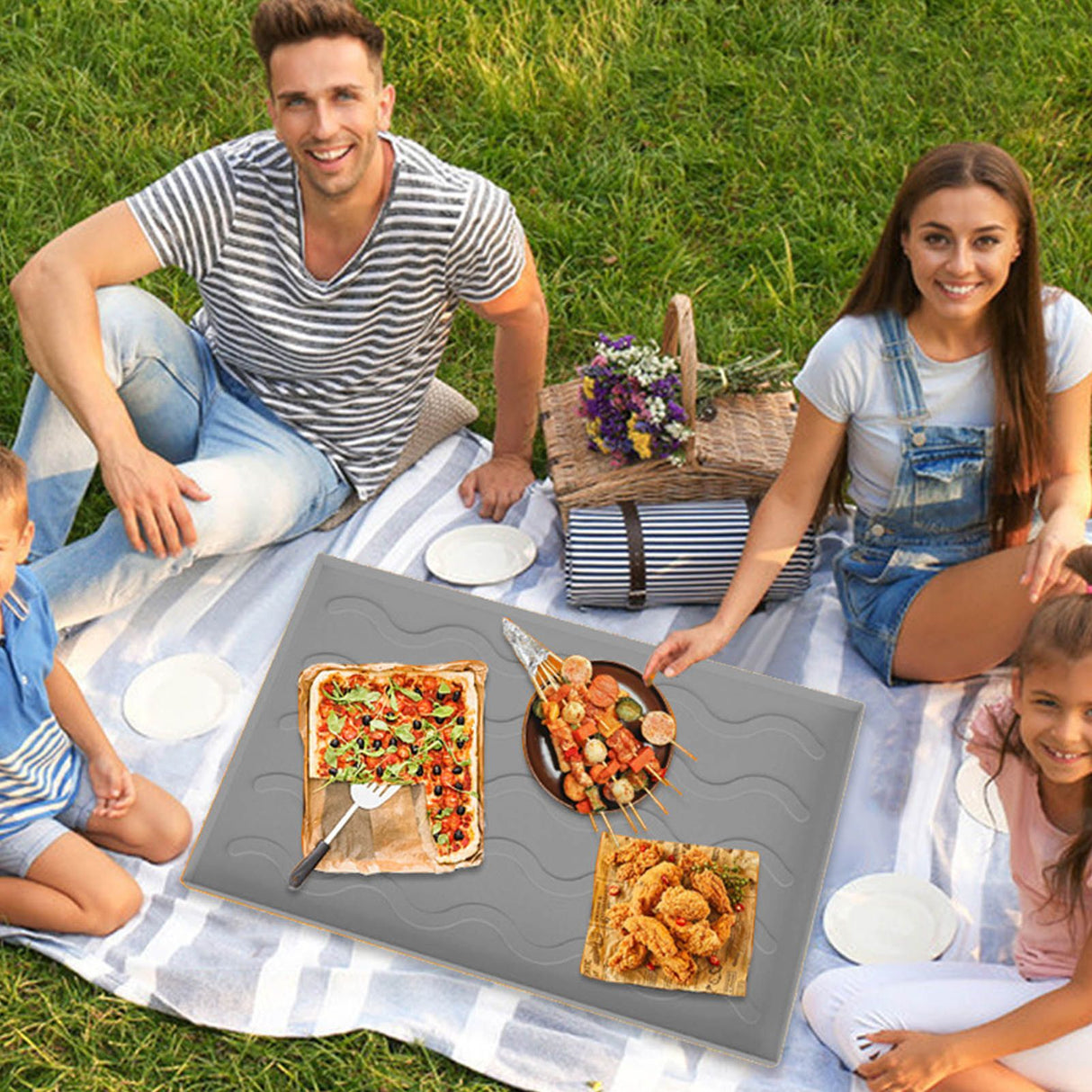 Grill Mat Silicone Blackstone Griddle Top Cover Anti Sticky Grill Protective Cover Mat 22inch Grey