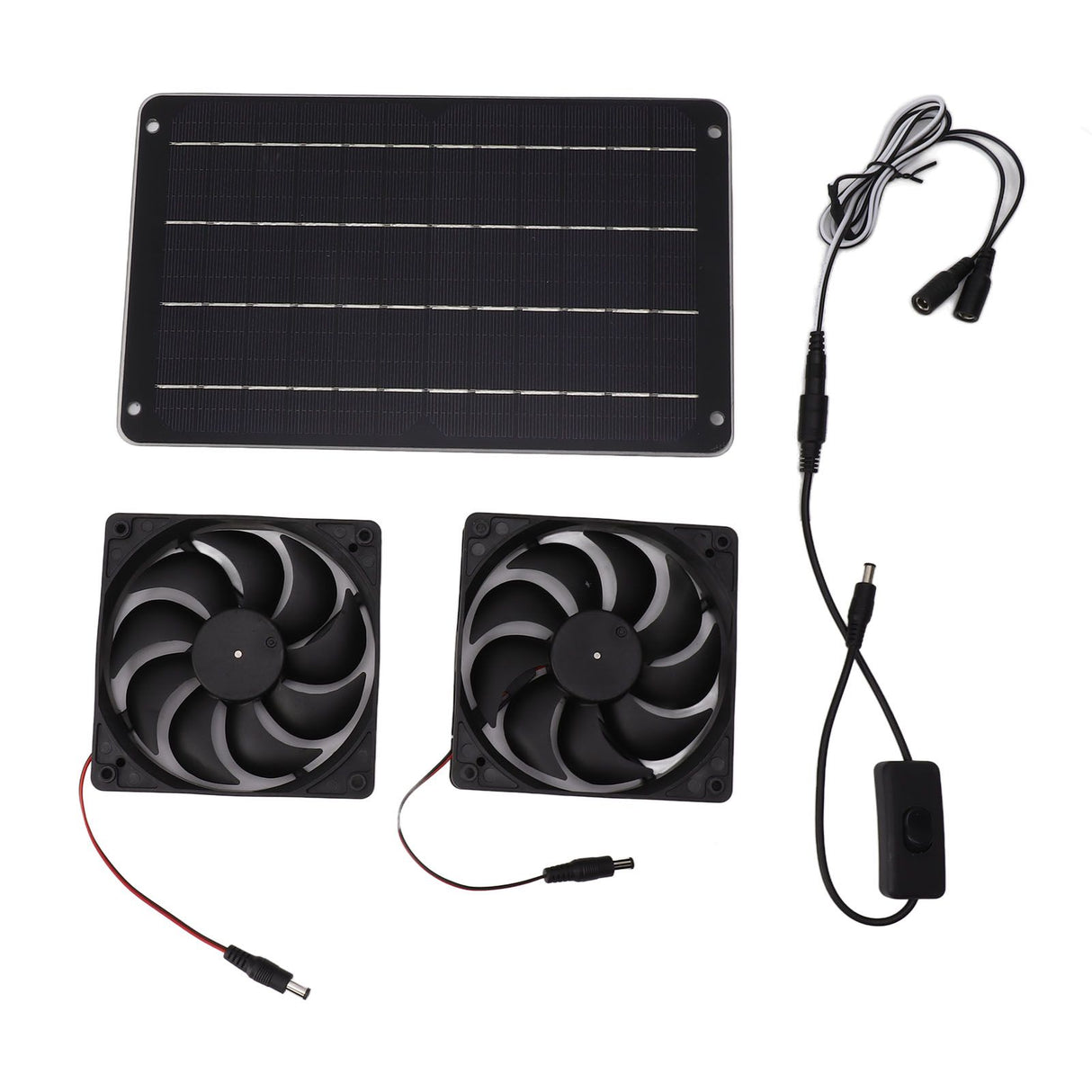 20W Solar Powered Dual Fan 12V Efficient Energy Saving Solar Panel Fan Kit with Switch for RV Greenhouse Pet Home