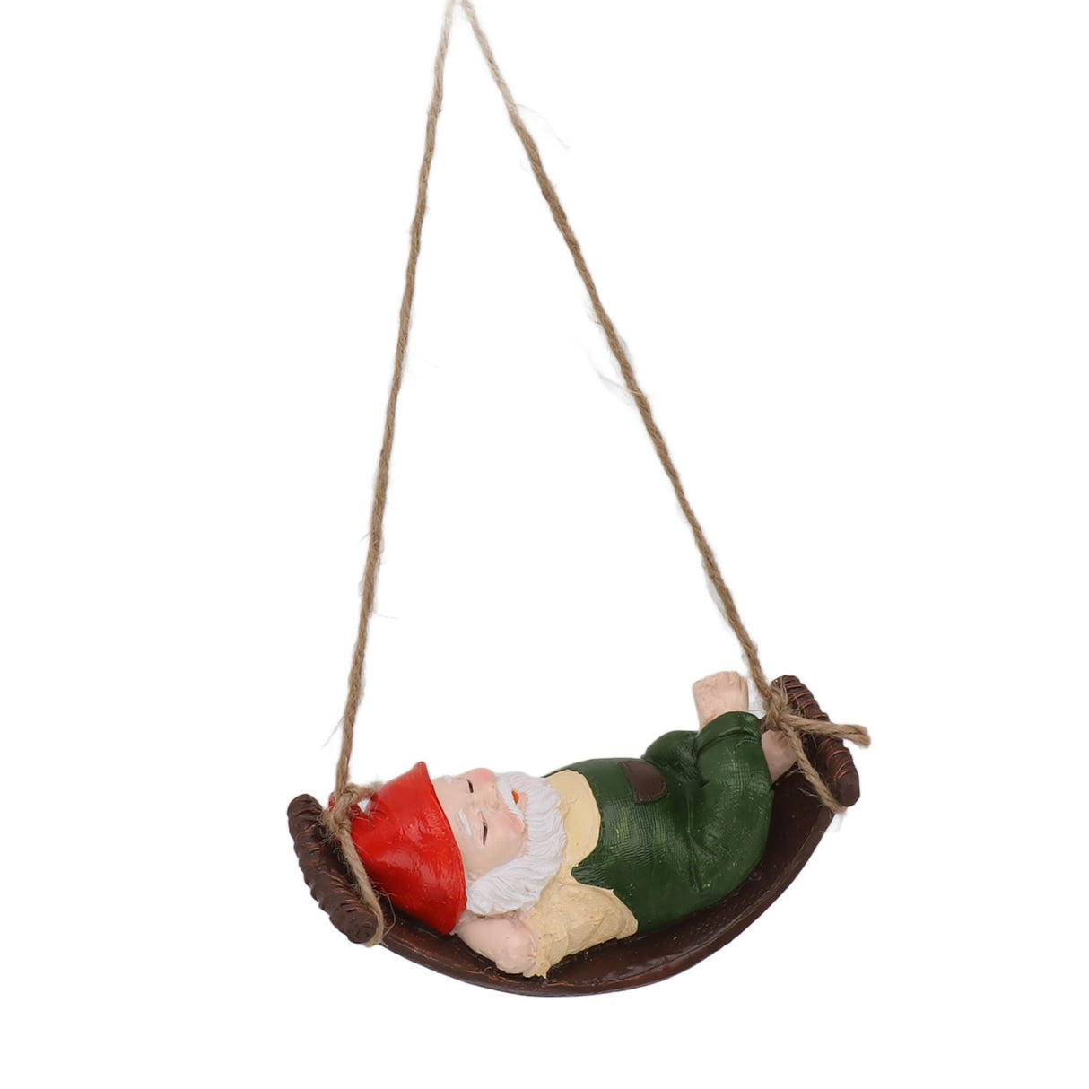 Dwarf Swing Sculpture Ornaments Resin and Twine Lovely 7.5in Resin Dwarf Swing Sculpture for Patio Lawn Porch Green
