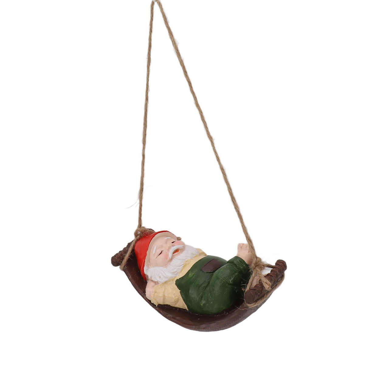 Dwarf Swing Sculpture Ornaments Resin and Twine Lovely 7.5in Resin Dwarf Swing Sculpture for Patio Lawn Porch Green