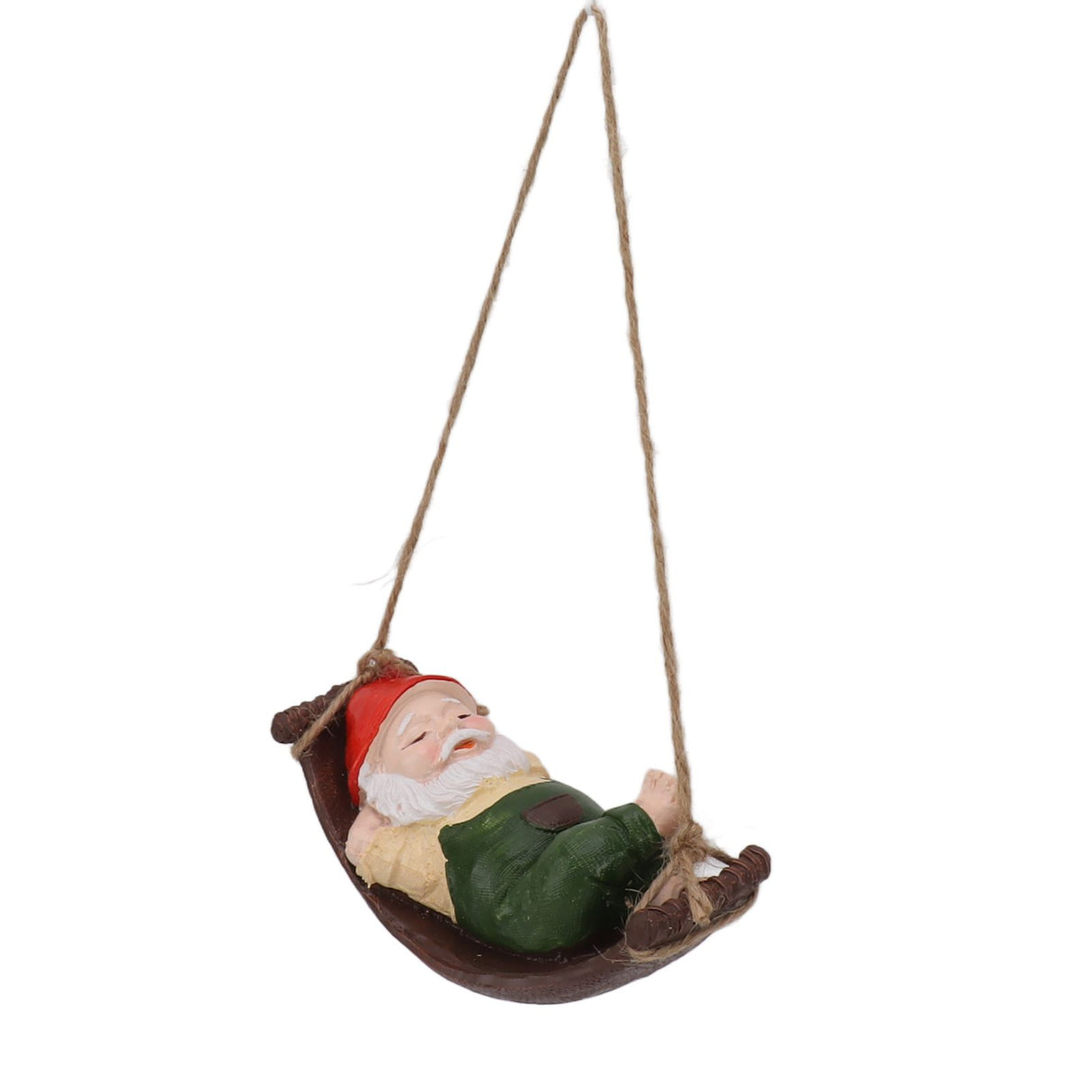 Dwarf Swing Sculpture Ornaments Resin and Twine Lovely 7.5in Resin Dwarf Swing Sculpture for Patio Lawn Porch Green