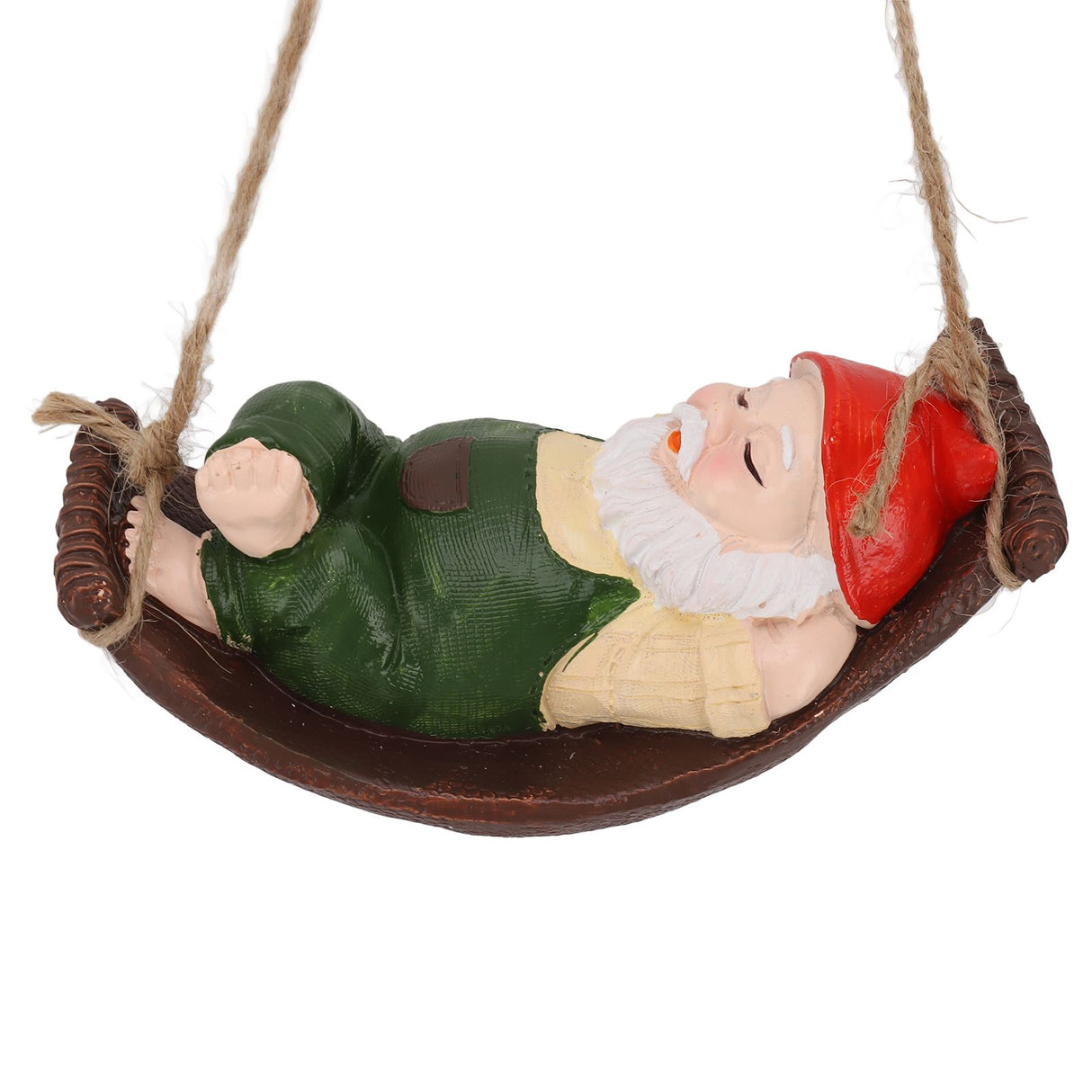 Dwarf Swing Sculpture Ornaments Resin and Twine Lovely 7.5in Resin Dwarf Swing Sculpture for Patio Lawn Porch Green