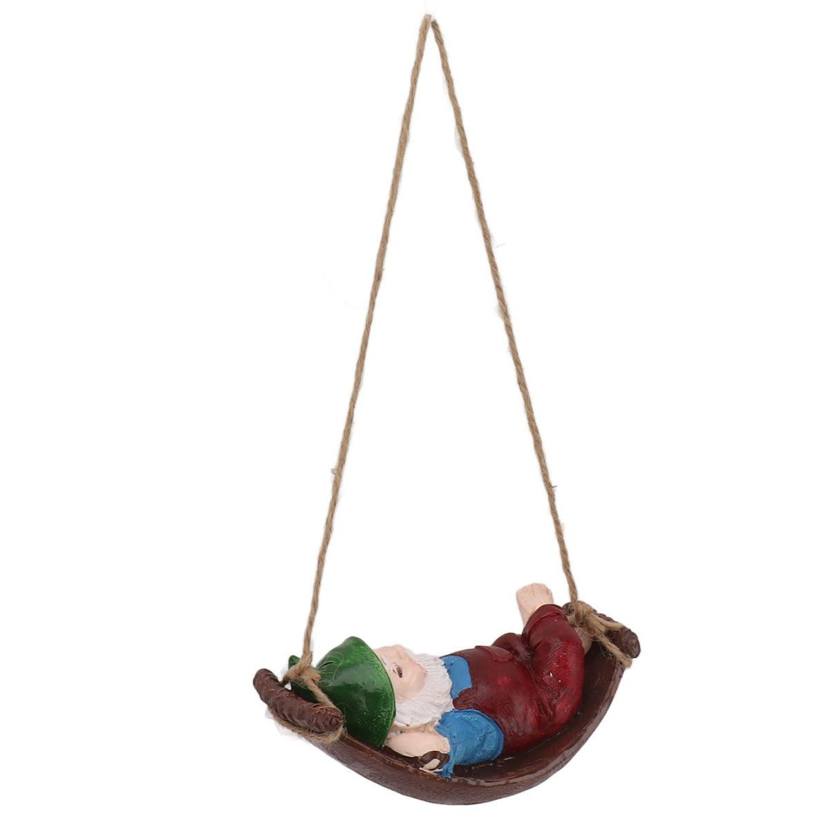 Dwarf Swing Sculpture Ornaments Resin and Twine Lovely 7.5in Resin Dwarf Swing Sculpture for Patio Lawn Porch Red