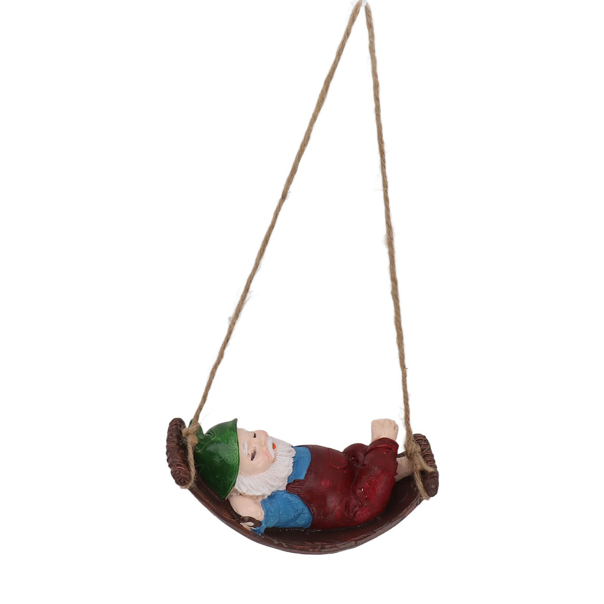 Dwarf Swing Sculpture Ornaments Resin and Twine Lovely 7.5in Resin Dwarf Swing Sculpture for Patio Lawn Porch Red
