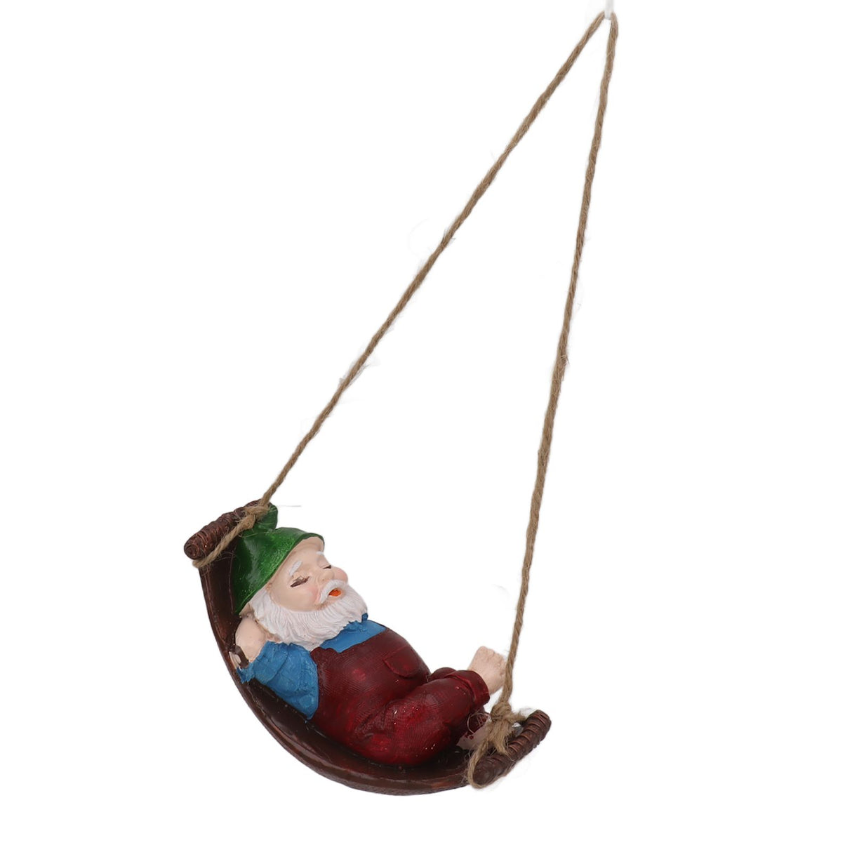 Dwarf Swing Sculpture Ornaments Resin and Twine Lovely 7.5in Resin Dwarf Swing Sculpture for Patio Lawn Porch Red