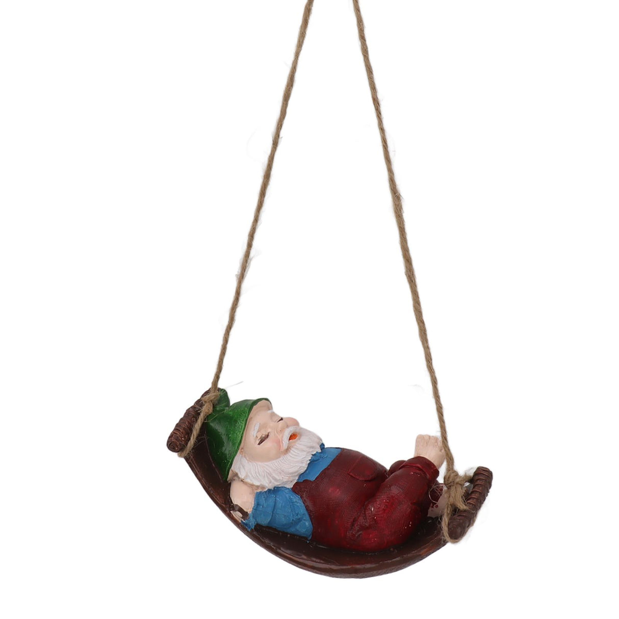 Dwarf Swing Sculpture Ornaments Resin and Twine Lovely 7.5in Resin Dwarf Swing Sculpture for Patio Lawn Porch Red