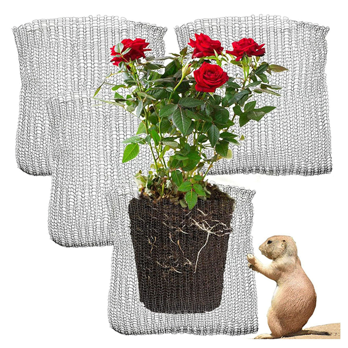 Plant Root Guard Gopher Proof Wire Basket Mole Vole Mesh Wire Basket Underground Stainless Steel Wire Mesh Bag for Plants Root Protection 24x24 Inch