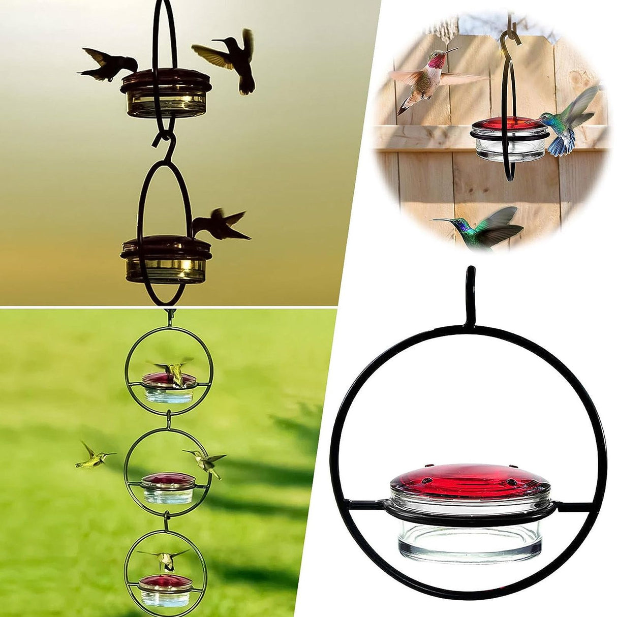 3 Pcs Hummingbird Feeder Metal Hanging Bird Feeder for Outdoor Garden Backyard Terrace