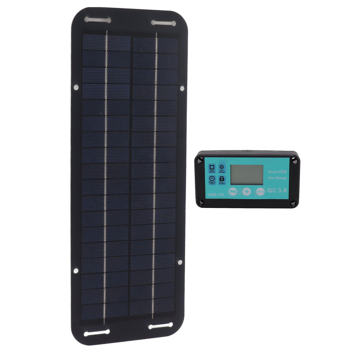20W Solar Panel Black Solar Cell with Waterproof MPPT Controller for RV Home Vehicle Travel Camping