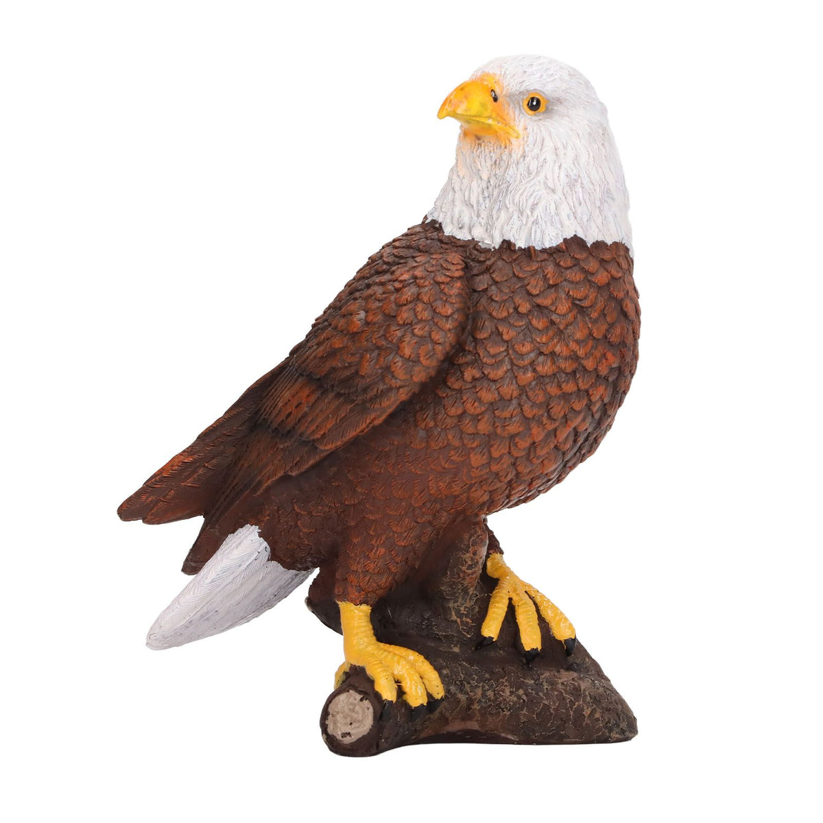 Bald Eagle Statue Head Turn Style Rich Details Stable Durable Resin Patriotic Eagle Figurine for Office Family Cafe