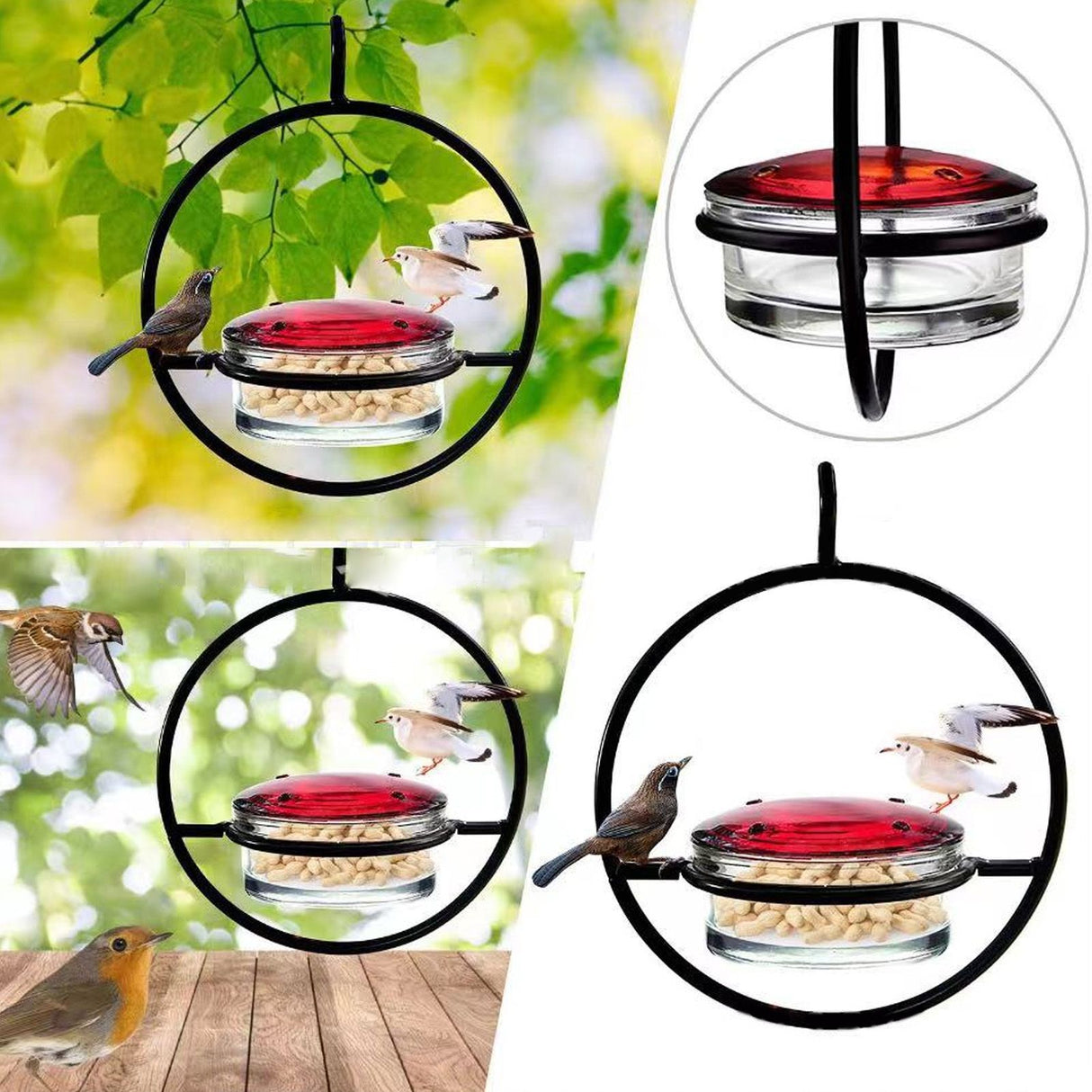 Hummingbird Feeder Beautiful Lightweight Hanging Bird Feeder with 4 Ports for Outdoor Backyard