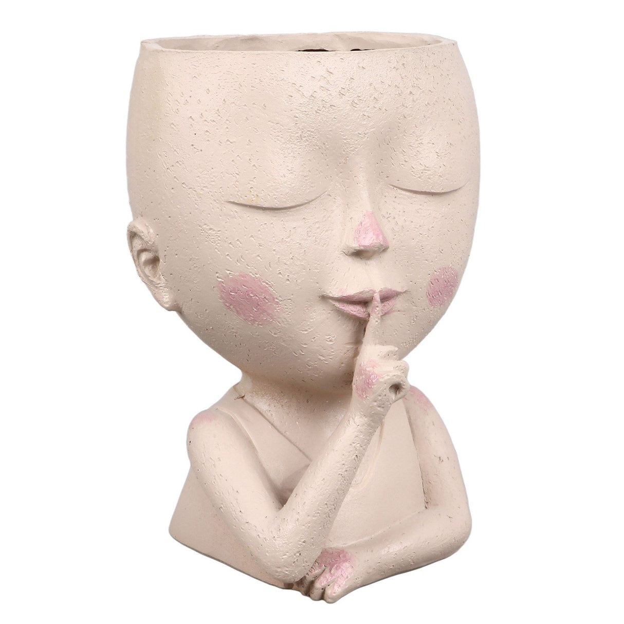 Face Flower Pot Head Planter Pot Cute Resin Succulent Planter with Drainage Hole Closed Eyes Large Opening for Indoor Outdoor