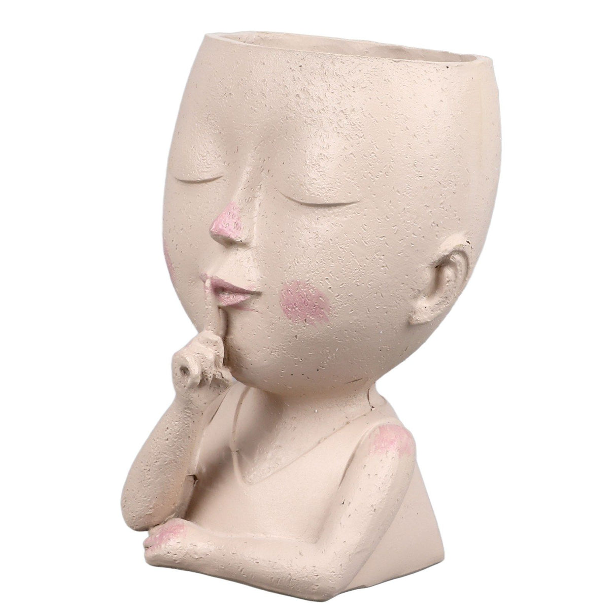 Face Flower Pot Head Planter Pot Cute Resin Succulent Planter with Drainage Hole Closed Eyes Large Opening for Indoor Outdoor