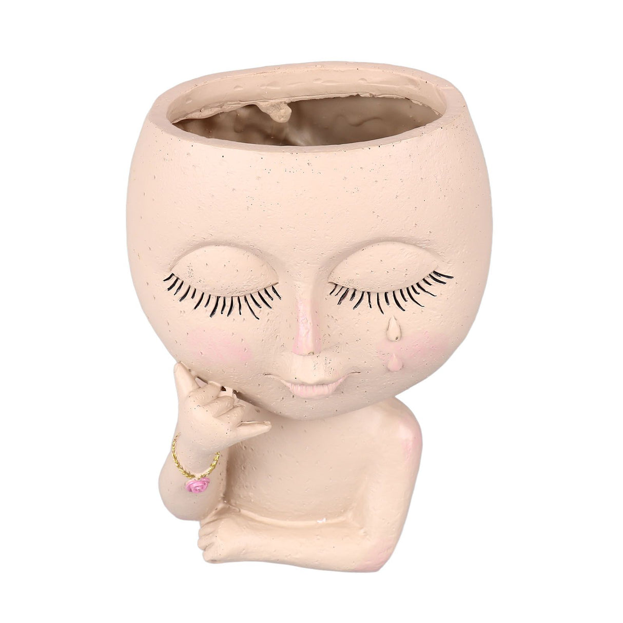 Face Planter Pots Resin Home Head Planter Face Flower Pot Head Planter for Indoor Outdoor Plants with Drainage Hole