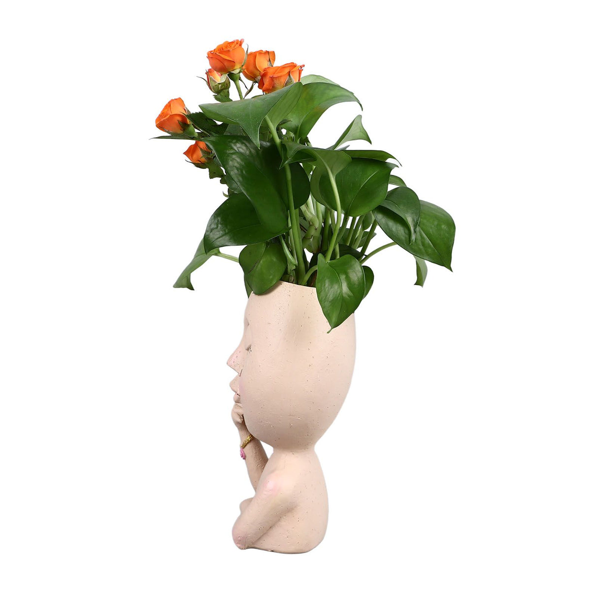 Face Planter Pots Resin Home Head Planter Face Flower Pot Head Planter for Indoor Outdoor Plants with Drainage Hole