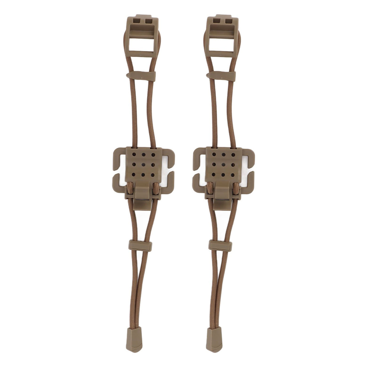 2Pcs Backpack Binding Clip MOLLE Gear Organizer Fastener Elastic Binding Buckle Carabiner Clip Bags Clasp Cord Fix Gear Elastic Strap Khaki