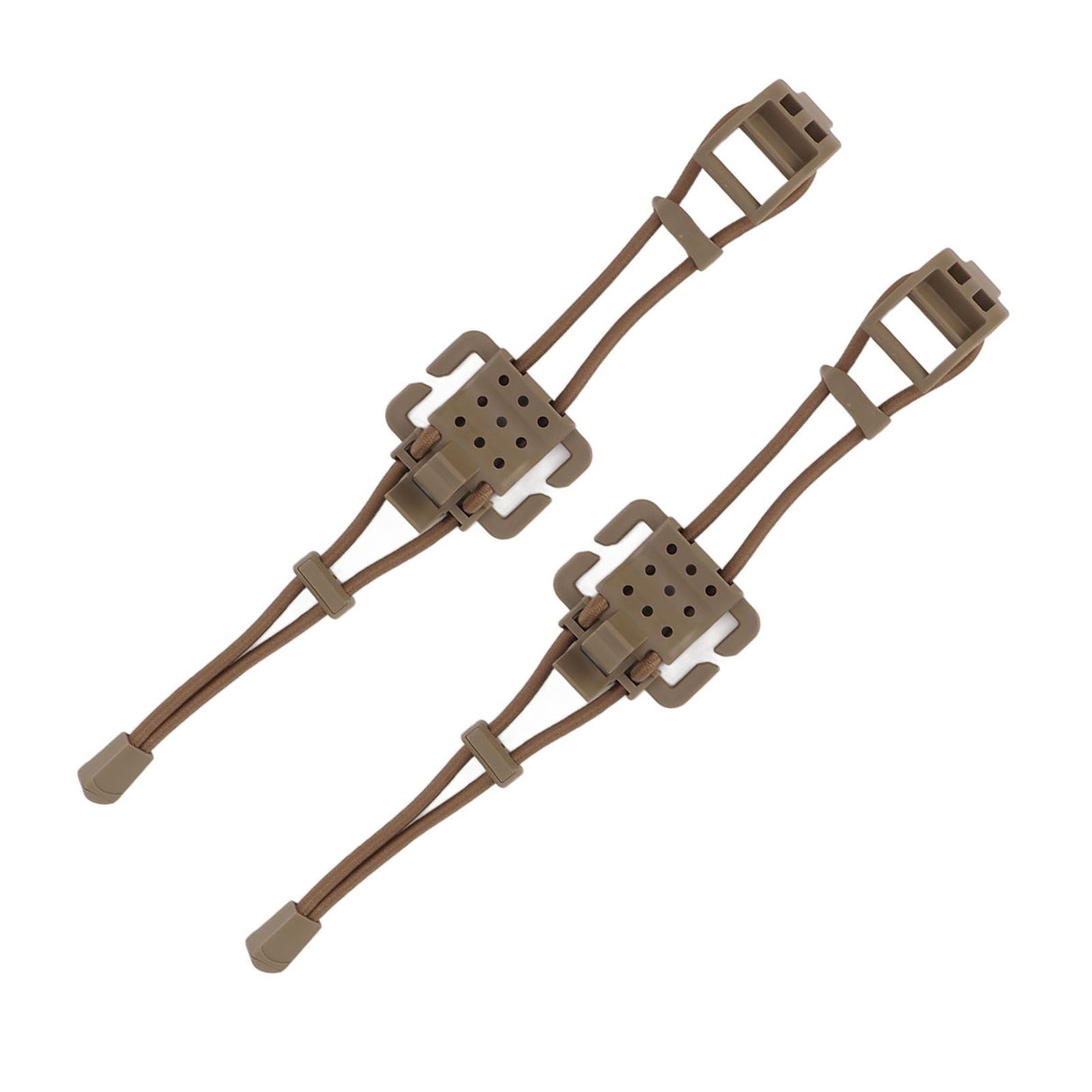 2Pcs Backpack Binding Clip MOLLE Gear Organizer Fastener Elastic Binding Buckle Carabiner Clip Bags Clasp Cord Fix Gear Elastic Strap Khaki