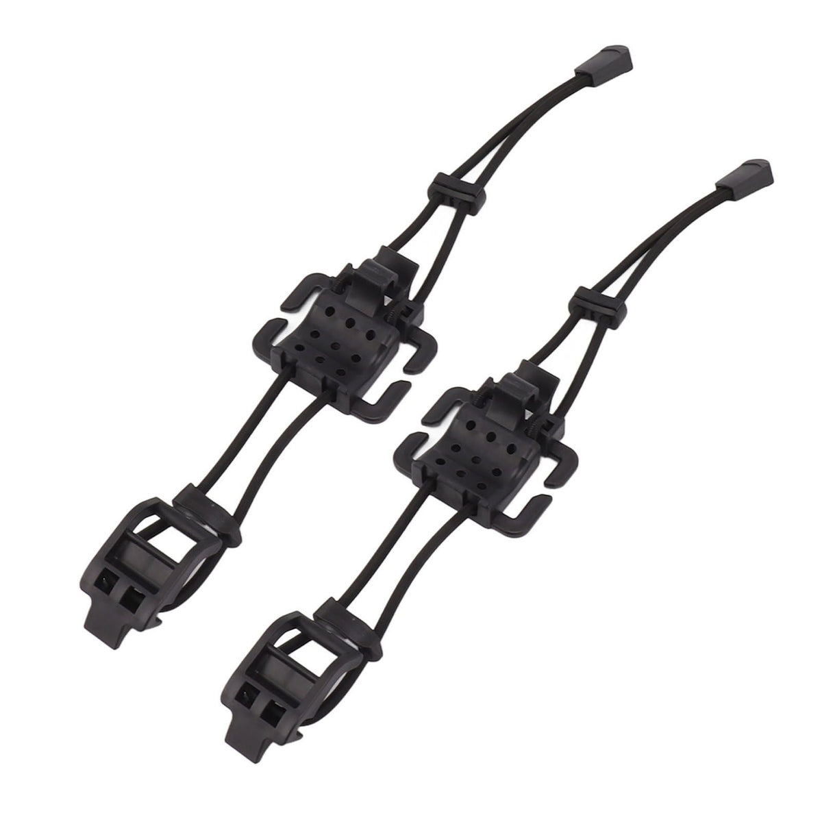 2Pcs Backpack Binding Clip MOLLE Gear Organizer Fastener Elastic Binding Buckle Carabiner Clip Bags Clasp Cord Fix Gear Elastic Strap Black