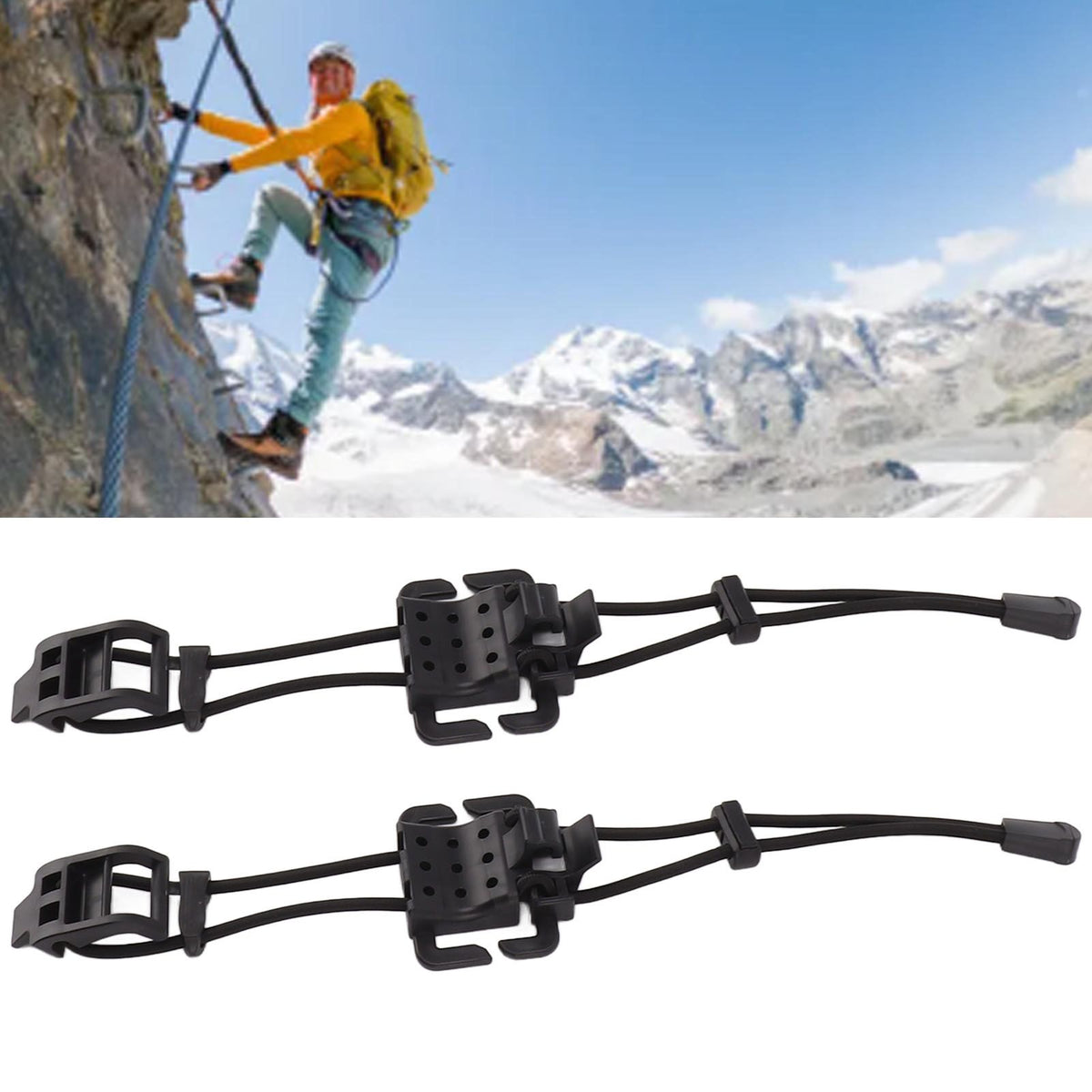 2Pcs Backpack Binding Clip MOLLE Gear Organizer Fastener Elastic Binding Buckle Carabiner Clip Bags Clasp Cord Fix Gear Elastic Strap Black