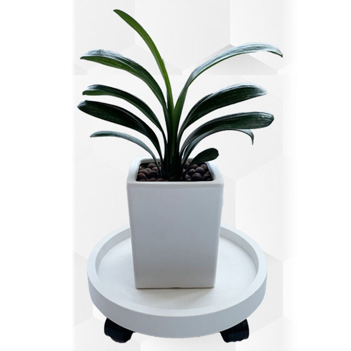 Flower Pot Tray Wheels Round Shape Removable Rotating Wheels Plant Stand for Balcony White 30