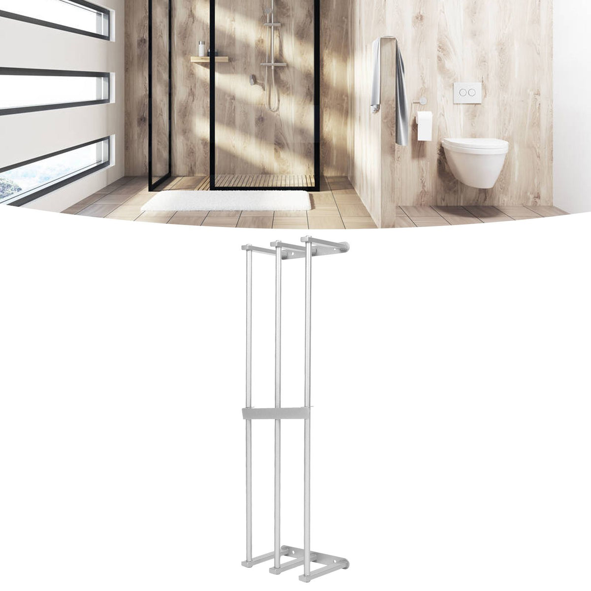 Bathroom Wall Towel Rack Wall Mounted 3 Bars Aluminum Alloy Rolled Towel Holder for Rolled Towels Silver