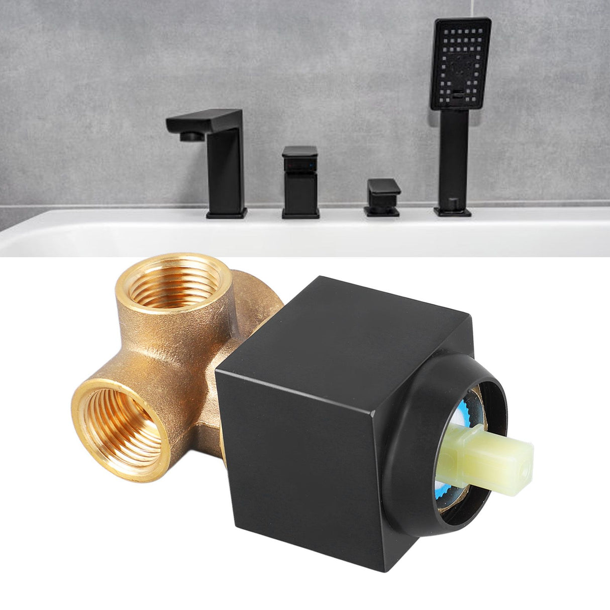 Shower Mixer Valve Wall Mount Concealed Rough In Kit Bathroom Tub Copper Faucet Single Function Square 3 Way Black