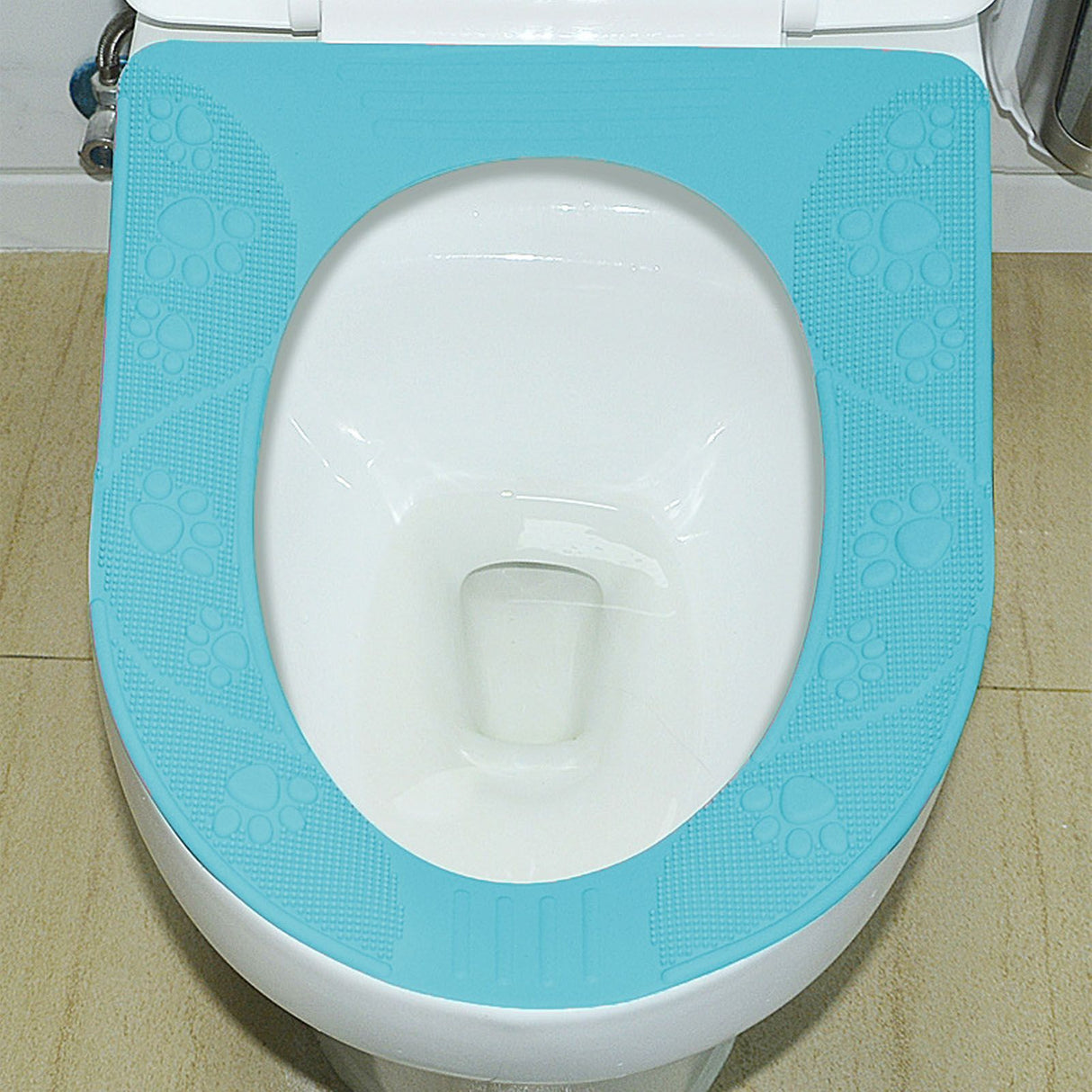 Four Season Universal Toilet Seat Cover Washable Silicone Non Slip Toilet Seat Cover Pad Sky Blue