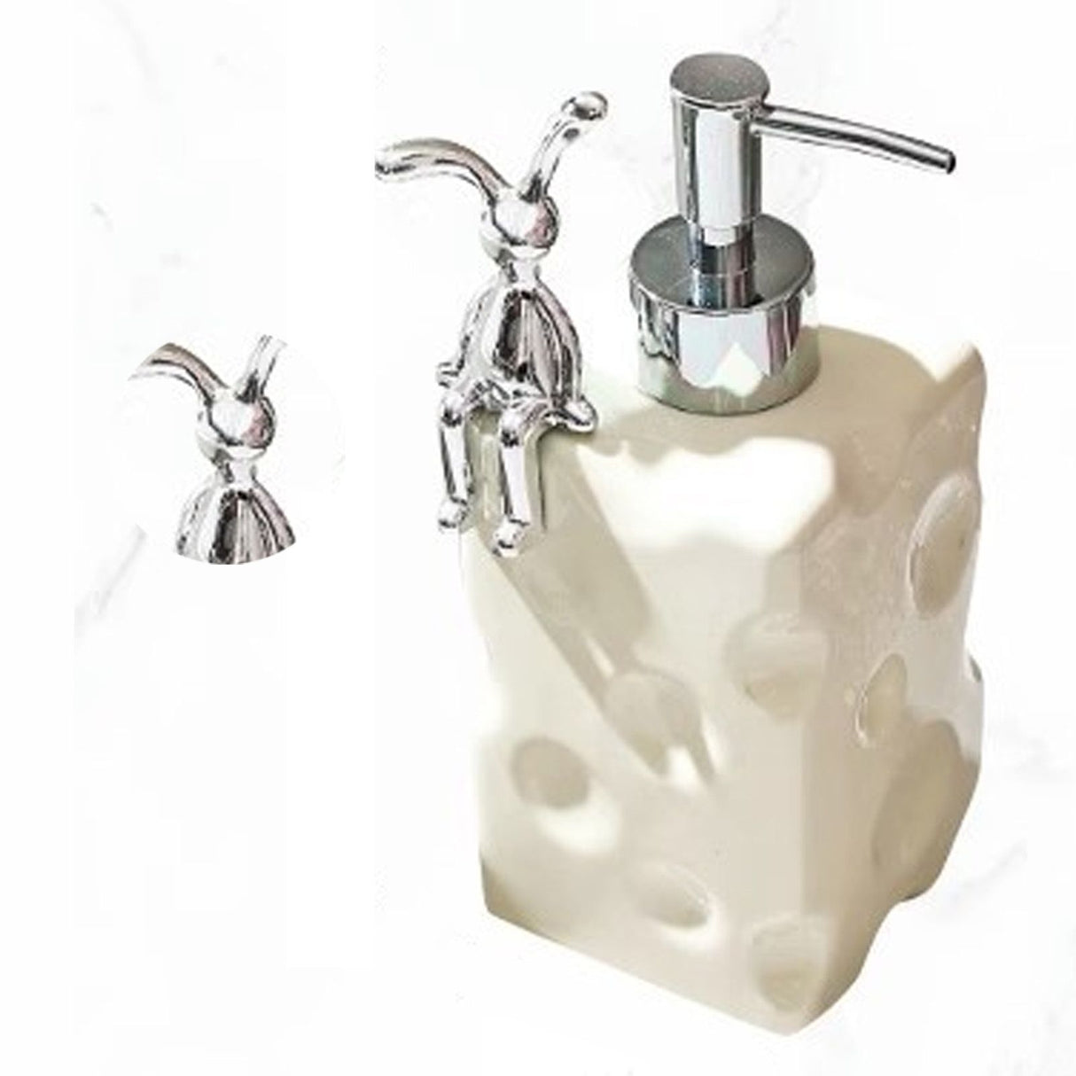 Shampoo Dispenser Bottle Ceramic Large Capacity Home Decoration with Pump for Bathroom Large White