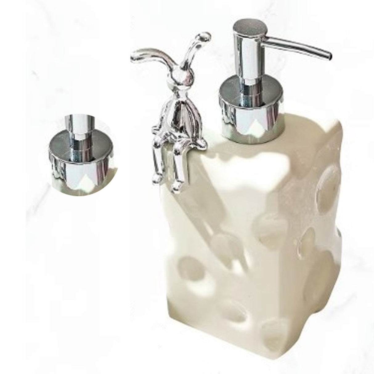 Shampoo Dispenser Bottle Ceramic Large Capacity Home Decoration with Pump for Bathroom Large White