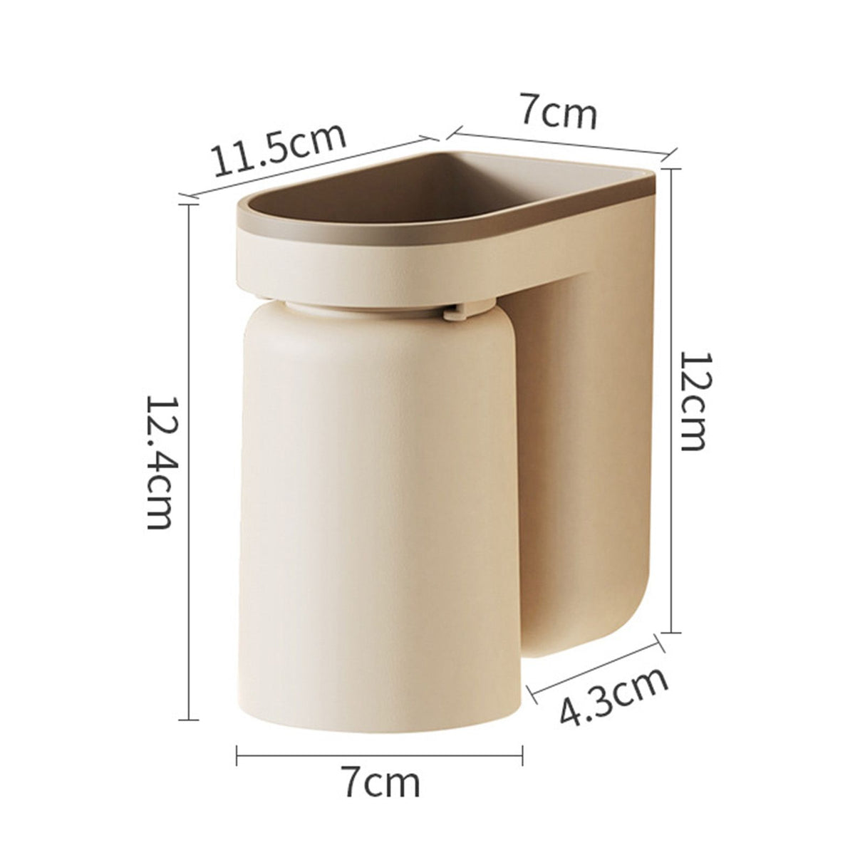 Wall Mounted Toothbrush Holder with Drainage Function Self Adhesive Toothbrush Holder with Cups for Bathroom Beige