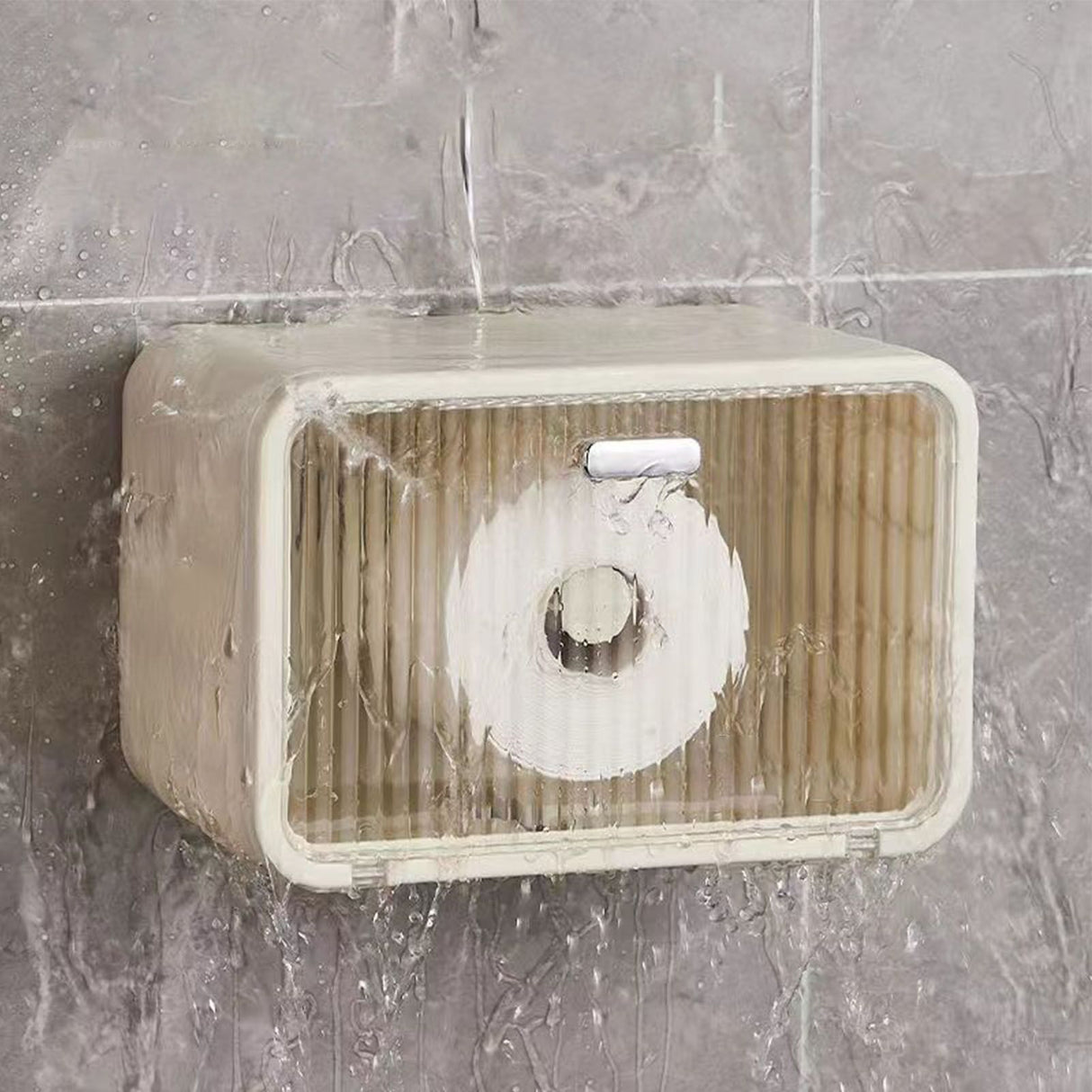 Tissue Box Cover Wall Mounted 2 in 1 Waterproof Tissue Holder Dispenser Box Cover for Bathroom Transparent White