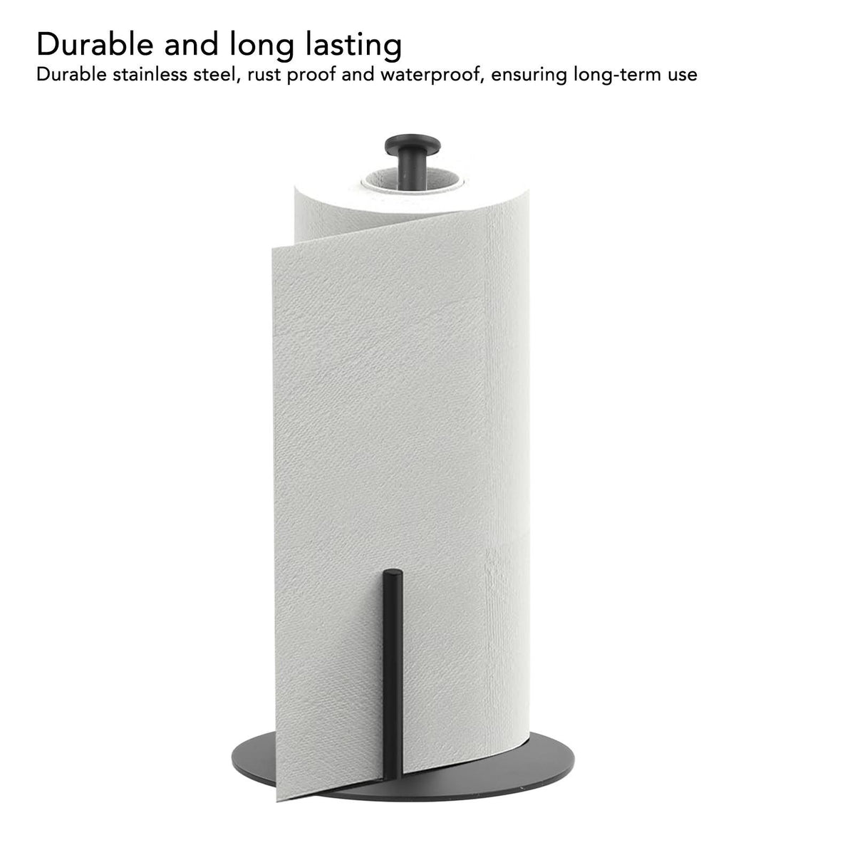 Paper Towel Holder Countertop Stainless Steel Black Perfect Tear Paper Towel Roll Holders for Bathroom Kitchen