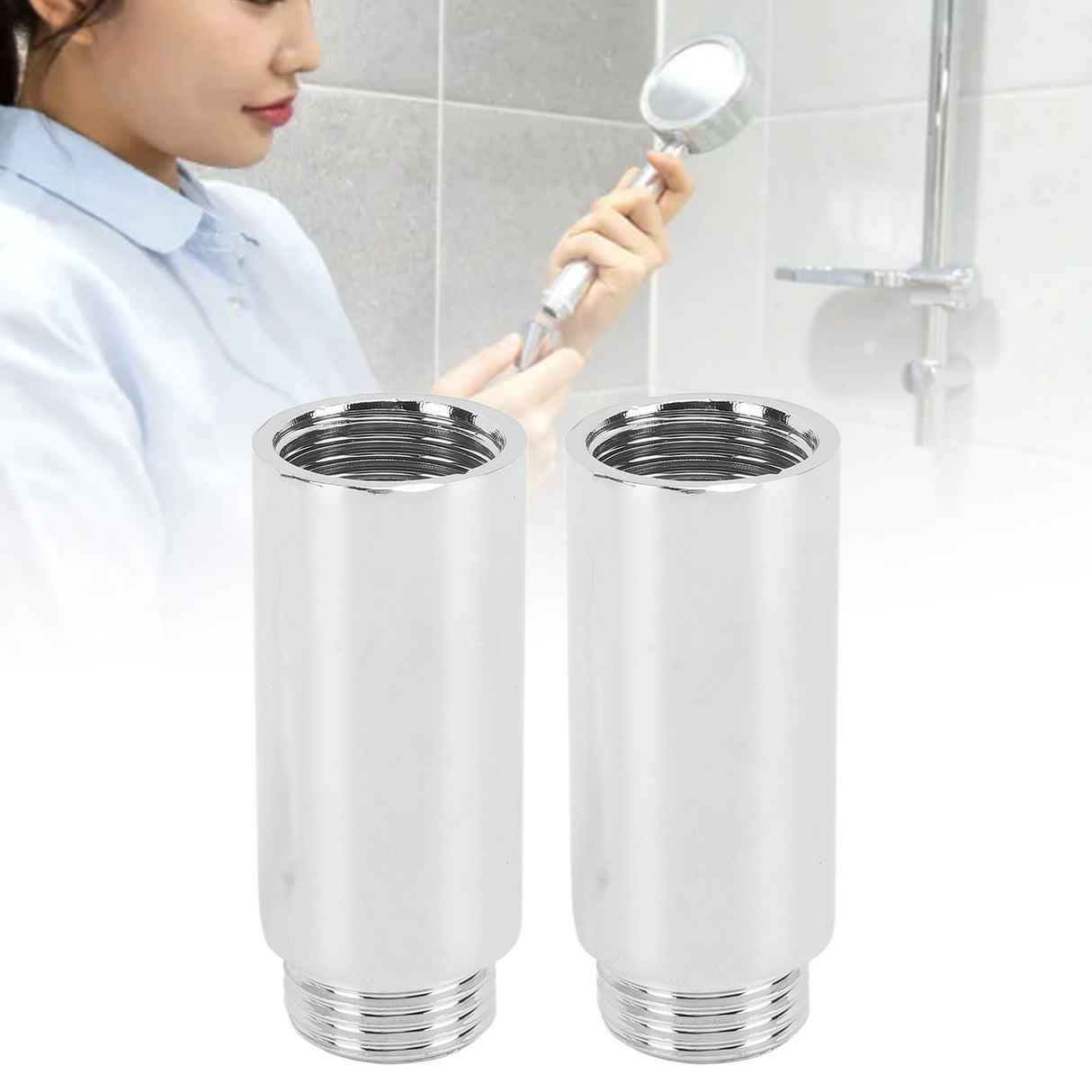2PCS Shower Arm Extension Stainless Steel Chrome Plating Shower Head Extension Pipe for Bathroom 5.1cm/2in