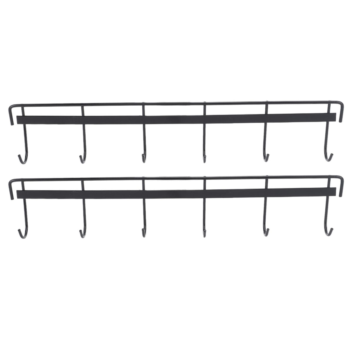 2pcs Wall Mounted Coat Rack Stainless Steel Wall Hanging Coat Hook Rail with 6 Hooks for Clothes Towel Hat 6 Hooks 2 Black