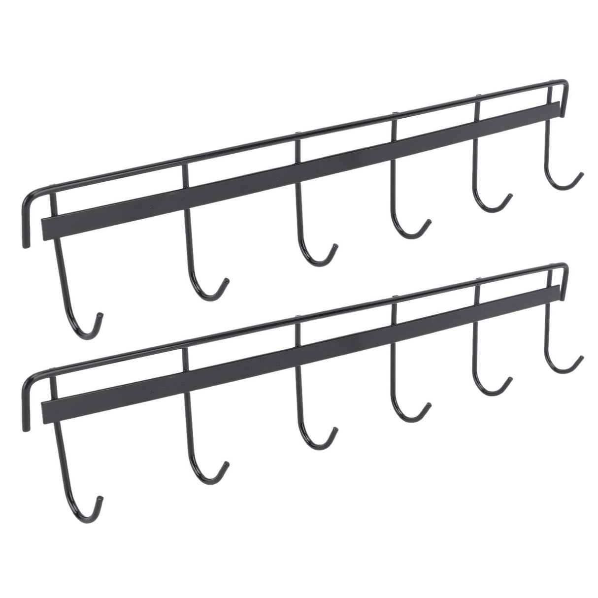 2pcs Wall Mounted Coat Rack Stainless Steel Wall Hanging Coat Hook Rail with 6 Hooks for Clothes Towel Hat 6 Hooks 2 Black
