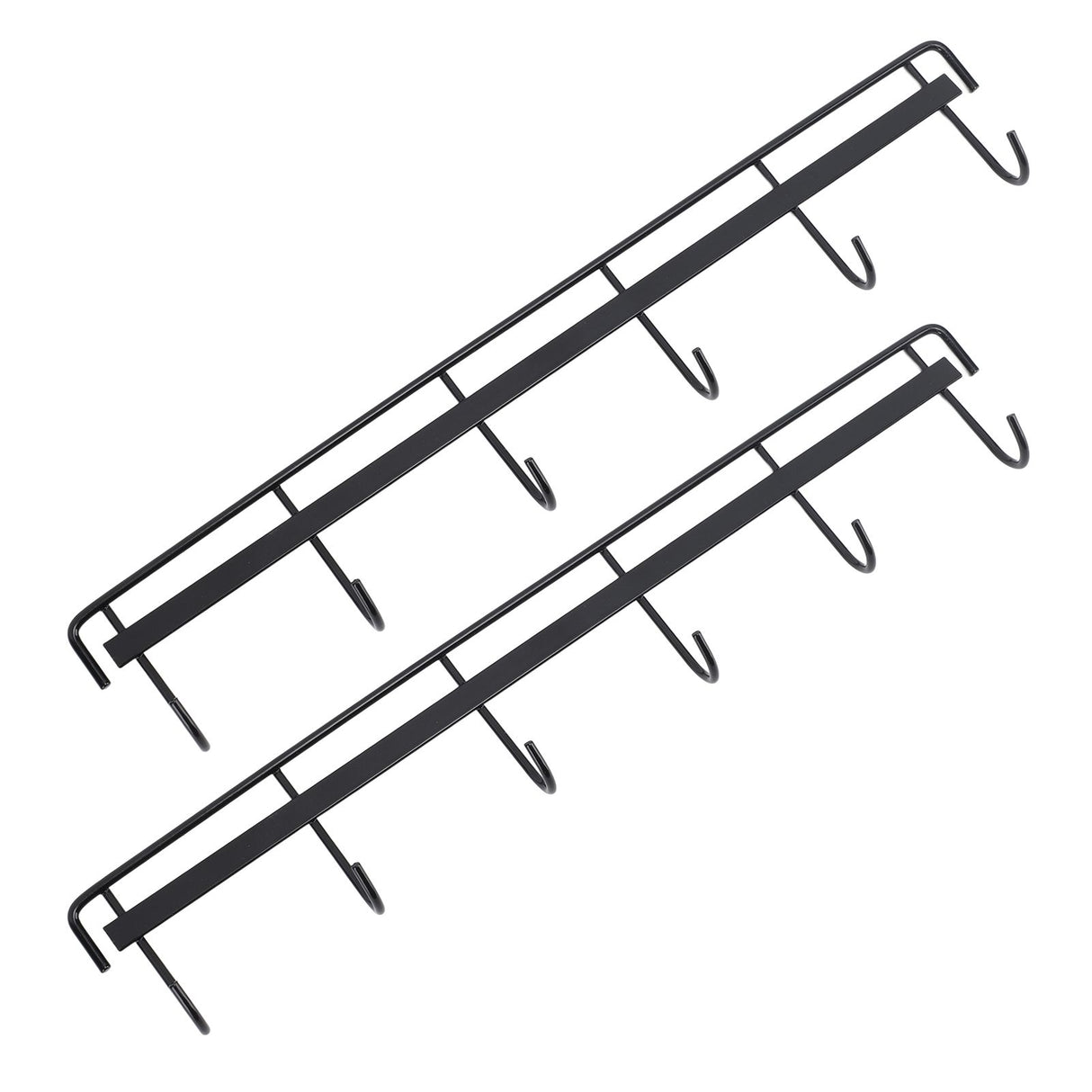 2pcs Wall Mounted Coat Rack Stainless Steel Wall Hanging Coat Hook Rail with 6 Hooks for Clothes Towel Hat 6 Hooks 2 Black
