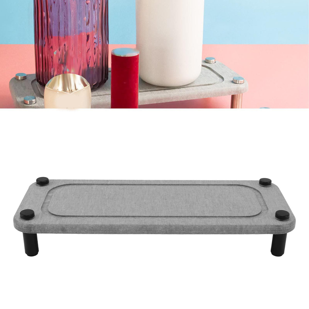 Sink Caddy Instant Dry Sink Organizer Dries Instantly Sink Holder Diatomaceous Pedestal Stand Riser with Stainless Steel Feet Grey