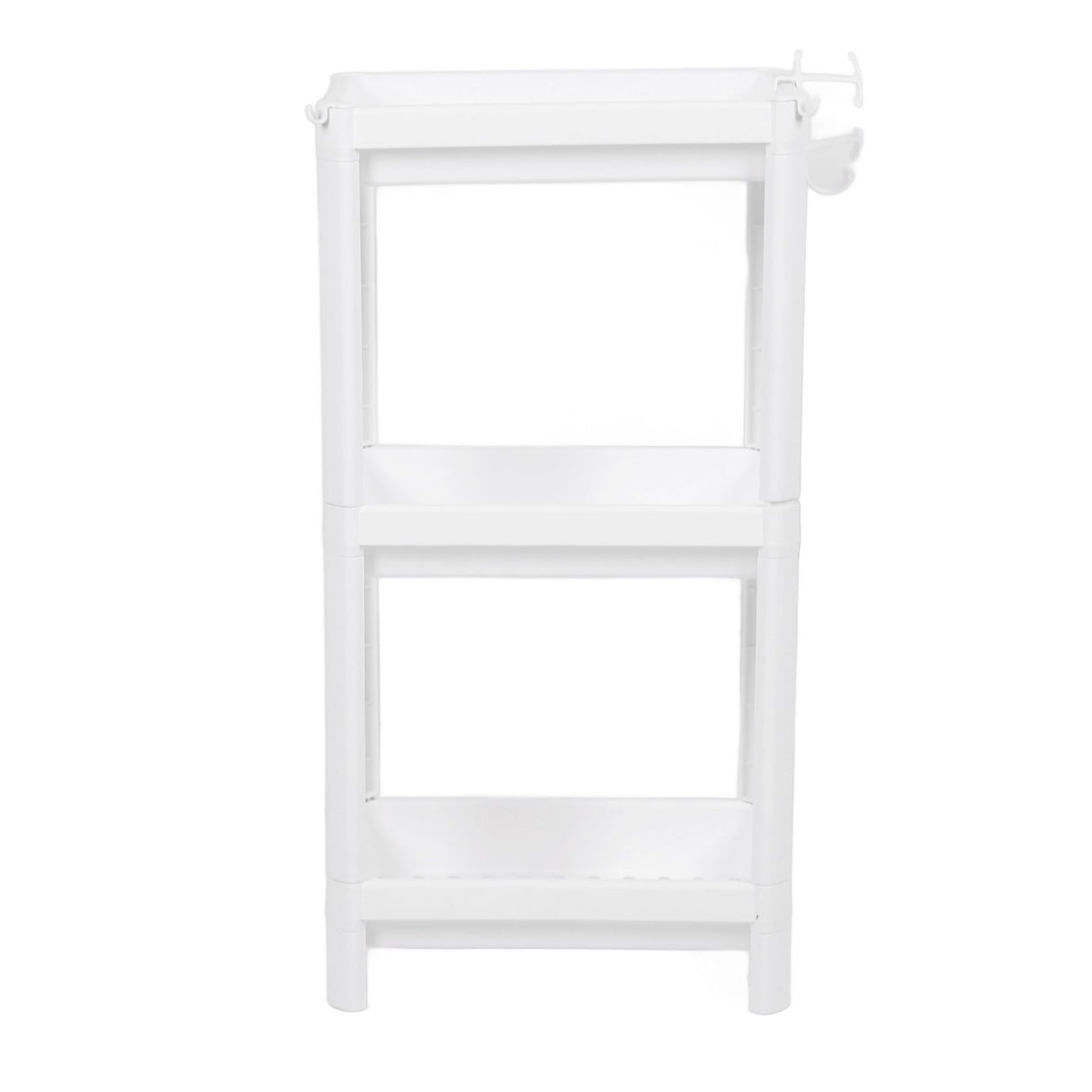 Bathroom Tower Shelf Plastic Freestanding Storage Rack Organizer Multifunctional Shelving Unit for Living Room Bedroom Kitchen White 3 Layers