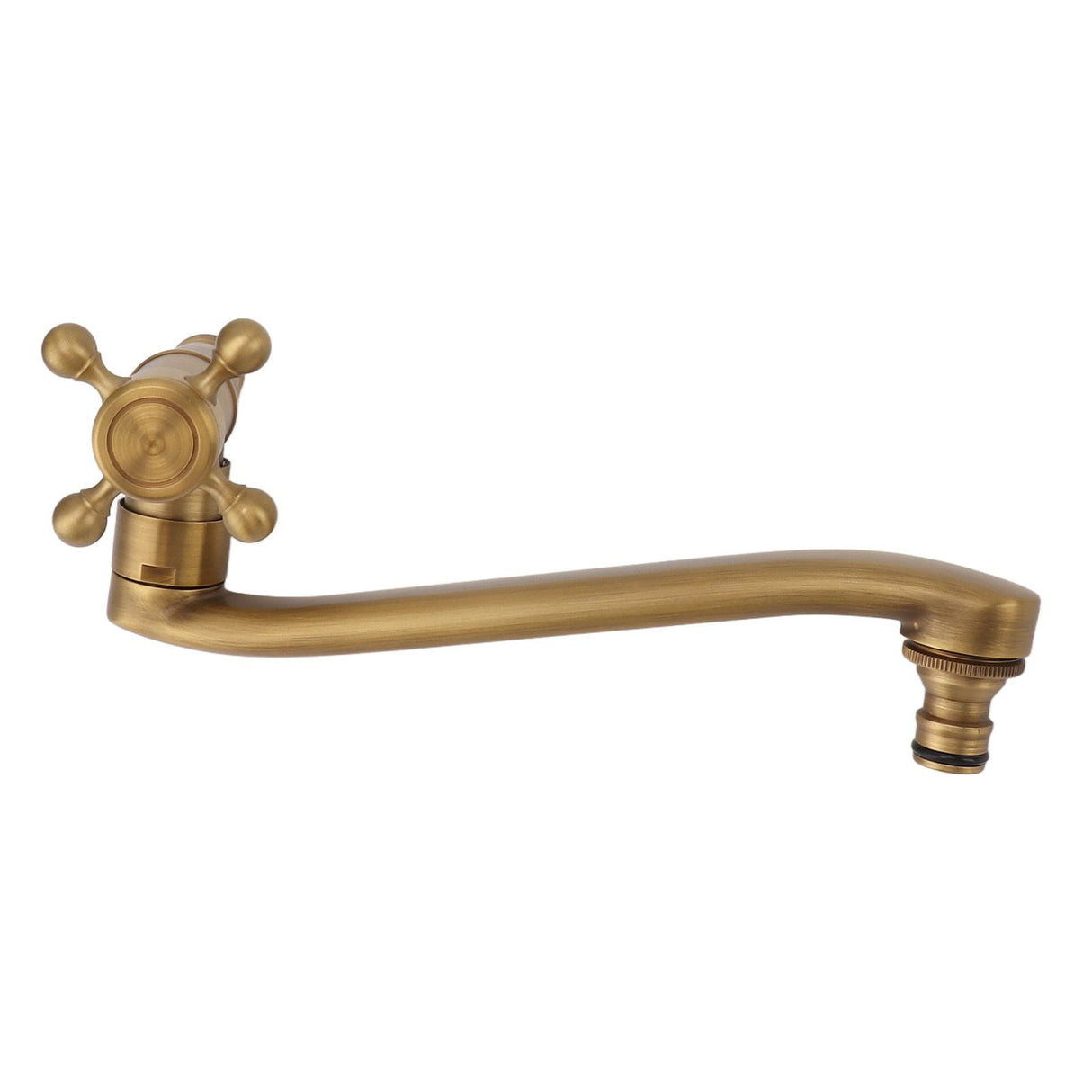 Antique Garden Faucet with Extended Spout Antifreezing Copper Wall Mount Single Cold Water Tap for Washing Sharp Spout