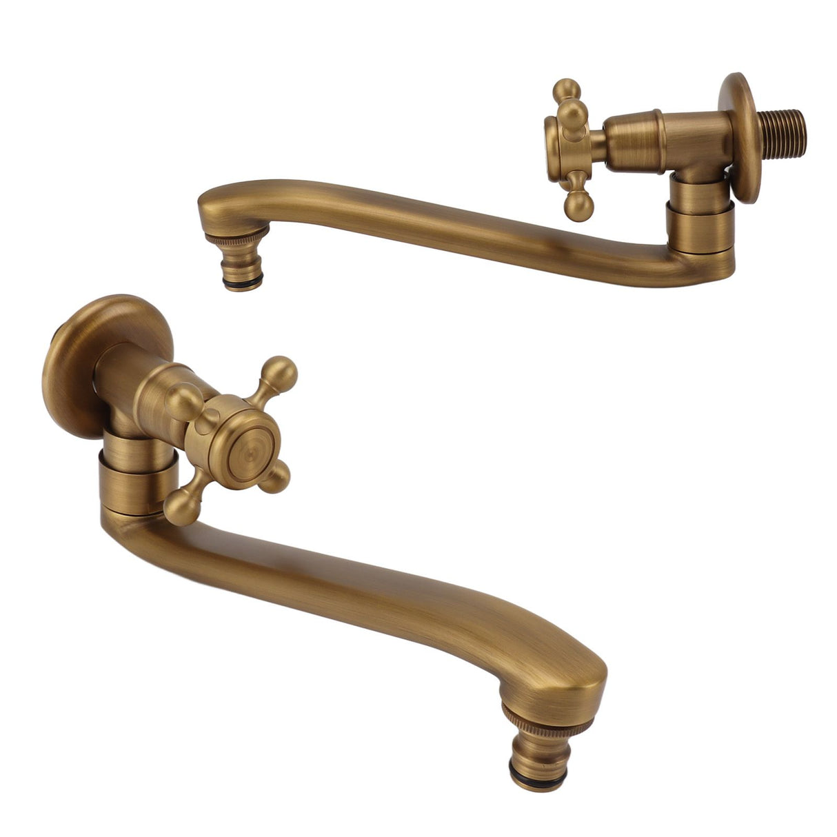 Antique Garden Faucet with Extended Spout Antifreezing Copper Wall Mount Single Cold Water Tap for Washing Sharp Spout