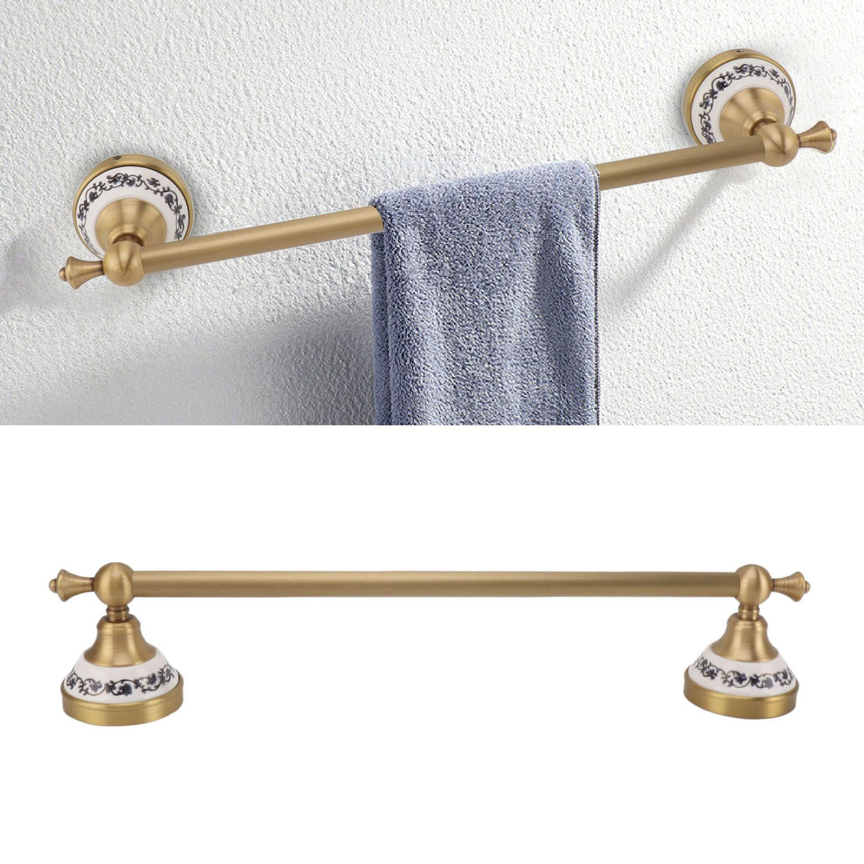 40.5cm Bathroom Towel Bar Copper Bath Towel Rack Single Towel Bar Wall Mounted Towel Holder European Style Antique