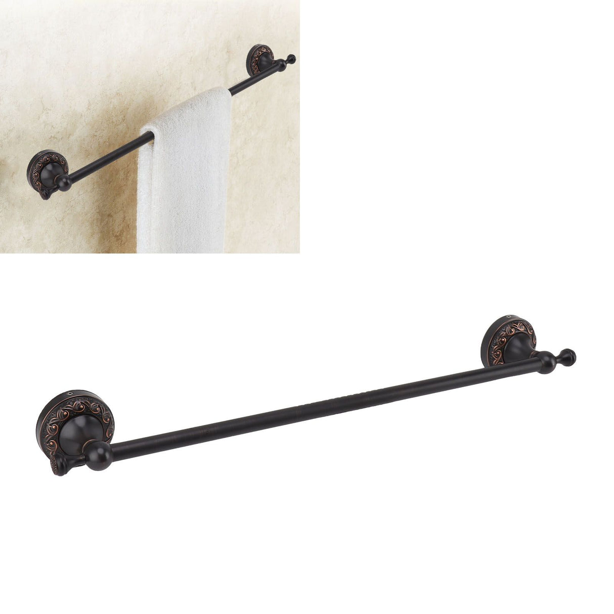 Bathroom Towel Bar 19.7in Sturdy Copper Elegant Retro Style Hand Towel Holder with Screws Hex Wrench for Home Kitchen Black