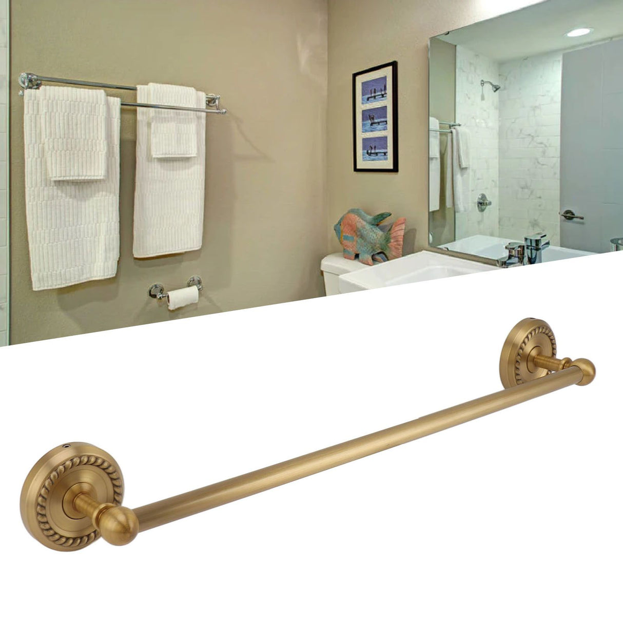 Copper Towel Bar European Style Bathroom Single Bar Towel Rack Bathroom Hanging Rack Antique