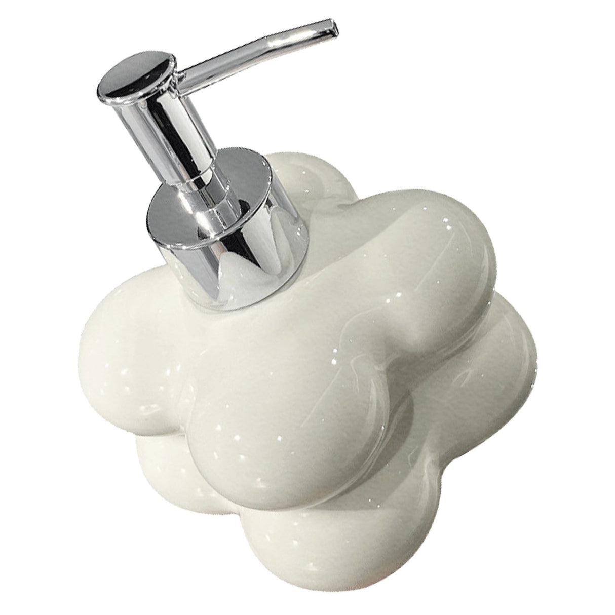 Cloud Press Pump Bottle Ceramic Reusable Decoration Refillable Cloud Shape Dispenser Bottle for Bathroom Milky White