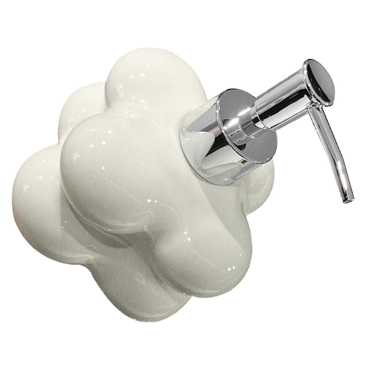 Cloud Press Pump Bottle Ceramic Reusable Decoration Refillable Cloud Shape Dispenser Bottle for Bathroom Milky White