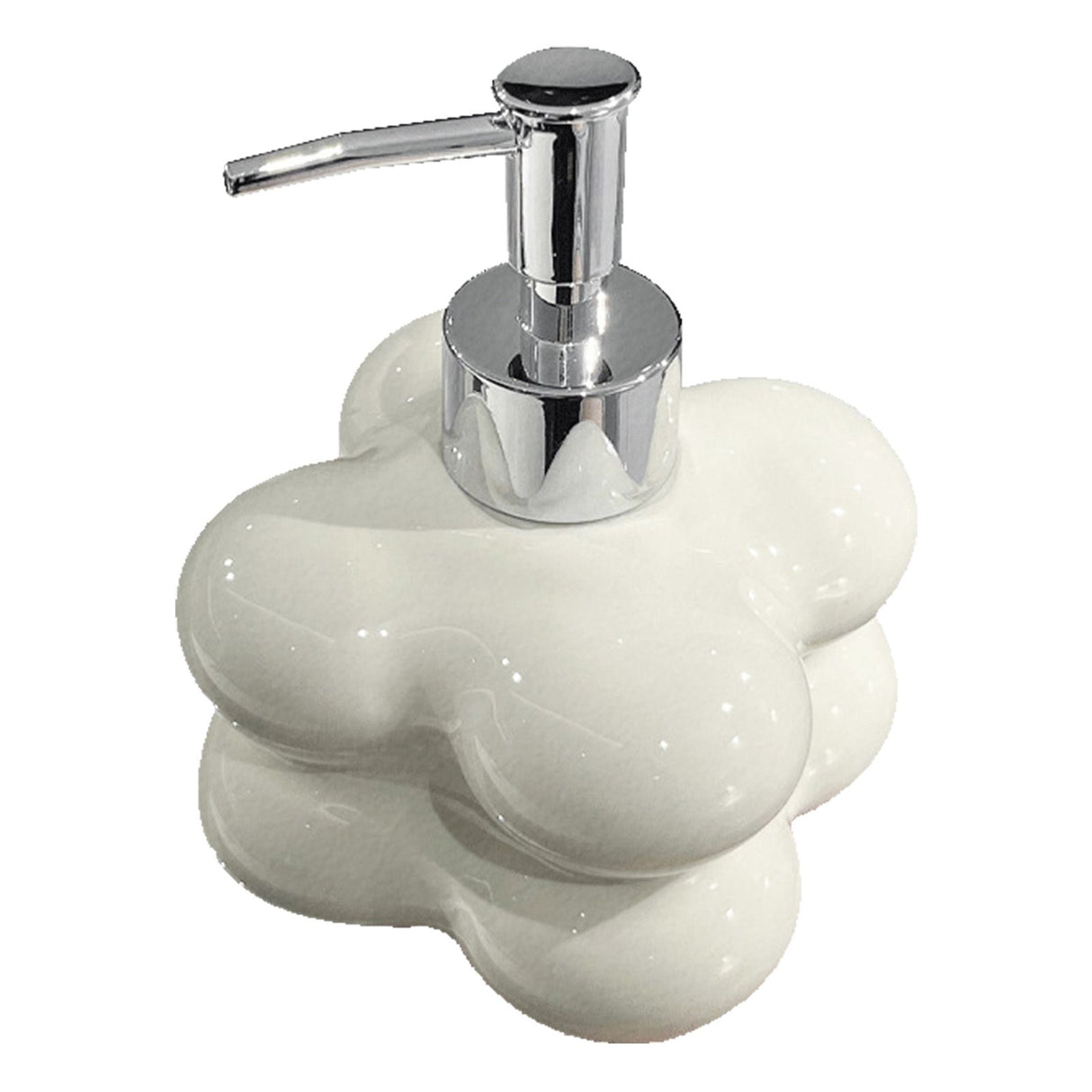 Cloud Press Pump Bottle Ceramic Reusable Decoration Refillable Cloud Shape Dispenser Bottle for Bathroom Milky White