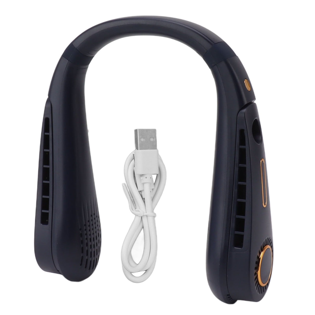 Neck Fan Bladeless USB Charging 5 Speeds Adjustable Wearable Portable Hanging Neck Fan for Outdoor Blue