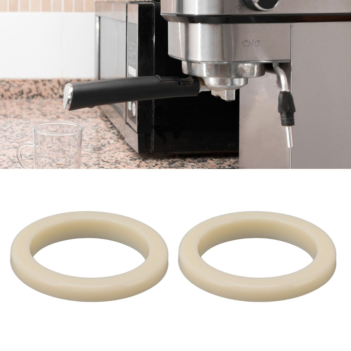 2Pcs 54mm Silicone Steam Ring Silicone Gasket for Breville 8 Series 870 878 880 860 840 Grouphead Gasket Replacement Part Beige